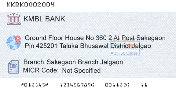 Kotak Mahindra Bank Limited Sakegaon Branch JalgaonBranch 