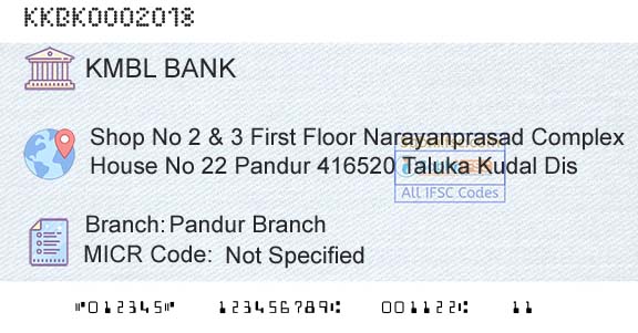 Kotak Mahindra Bank Limited Pandur BranchBranch 