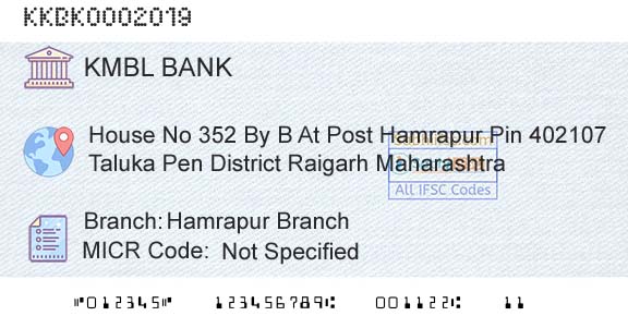 Kotak Mahindra Bank Limited Hamrapur BranchBranch 