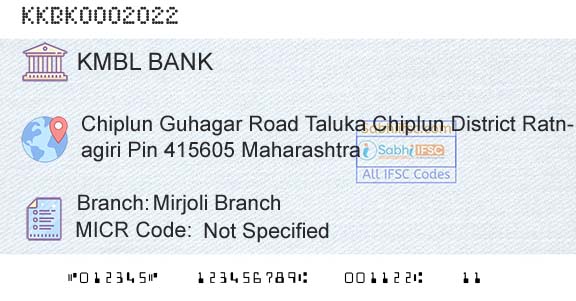 Kotak Mahindra Bank Limited Mirjoli BranchBranch 