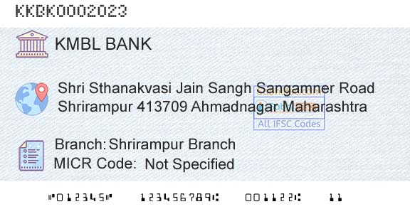 Kotak Mahindra Bank Limited Shrirampur BranchBranch 