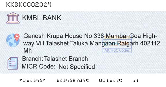 Kotak Mahindra Bank Limited Talashet BranchBranch 