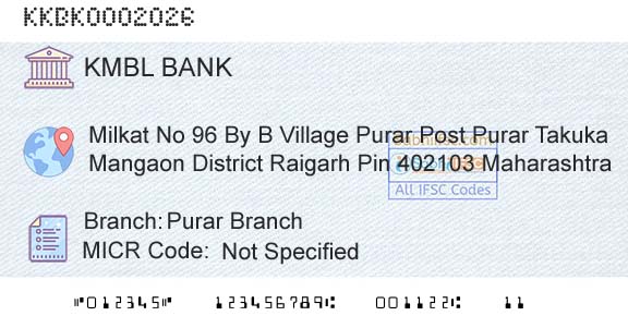 Kotak Mahindra Bank Limited Purar BranchBranch 