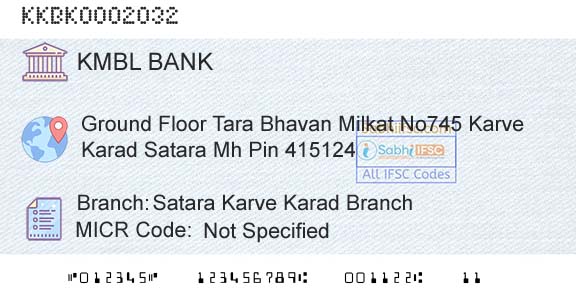 Kotak Mahindra Bank Limited Satara Karve Karad BranchBranch 
