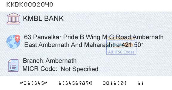 Kotak Mahindra Bank Limited AmbernathBranch 