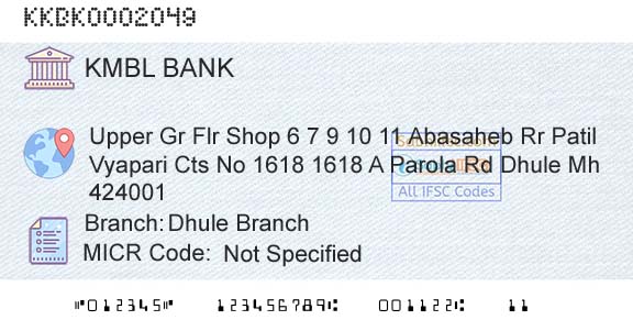 Kotak Mahindra Bank Limited Dhule BranchBranch 