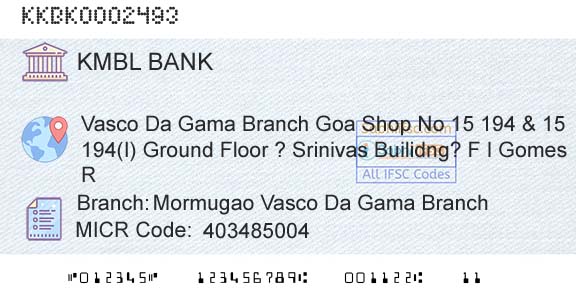 Kotak Mahindra Bank Limited Mormugao Vasco Da Gama BranchBranch 