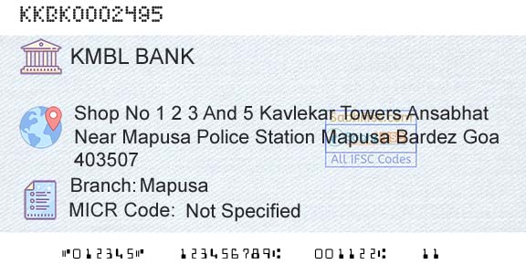Kotak Mahindra Bank Limited MapusaBranch 