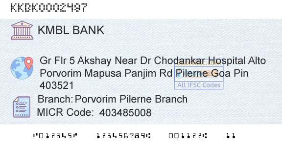 Kotak Mahindra Bank Limited Porvorim Pilerne BranchBranch 