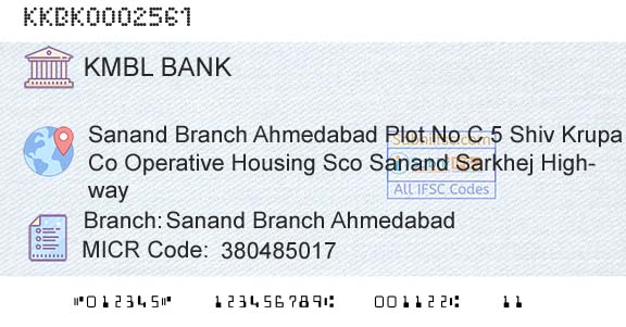 Kotak Mahindra Bank Limited Sanand Branch AhmedabadBranch 