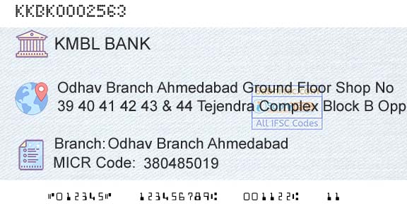 Kotak Mahindra Bank Limited Odhav Branch AhmedabadBranch 