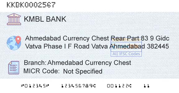 Kotak Mahindra Bank Limited Ahmedabad Currency ChestBranch 