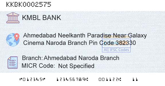 Kotak Mahindra Bank Limited Ahmedabad Naroda BranchBranch 