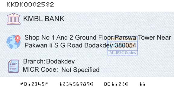 Kotak Mahindra Bank Limited BodakdevBranch 