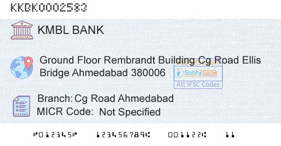 Kotak Mahindra Bank Limited Cg Road AhmedabadBranch 