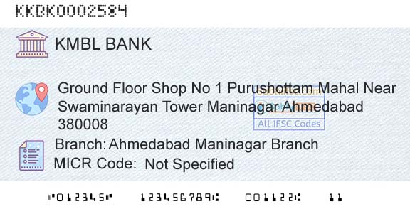 Kotak Mahindra Bank Limited Ahmedabad Maninagar BranchBranch 