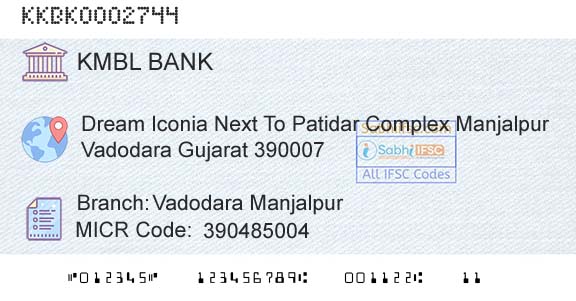 Kotak Mahindra Bank Limited Vadodara ManjalpurBranch 