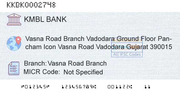 Kotak Mahindra Bank Limited Vasna Road BranchBranch 