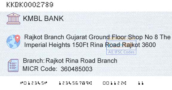 Kotak Mahindra Bank Limited Rajkot Rina Road BranchBranch 