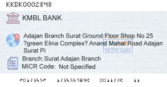 Kotak Mahindra Bank Limited Surat Adajan BranchBranch 