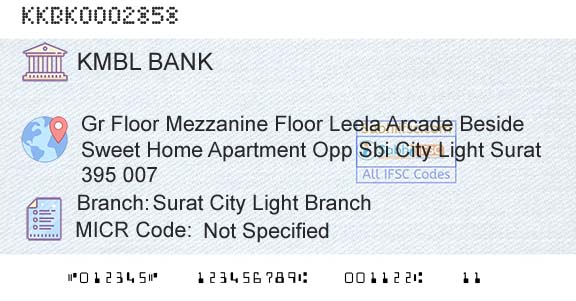 Kotak Mahindra Bank Limited Surat City Light BranchBranch 