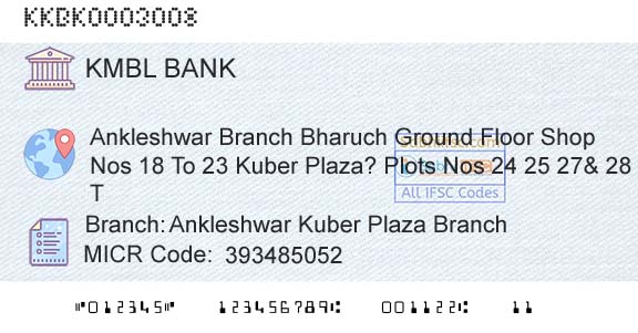 Kotak Mahindra Bank Limited Ankleshwar Kuber Plaza BranchBranch 