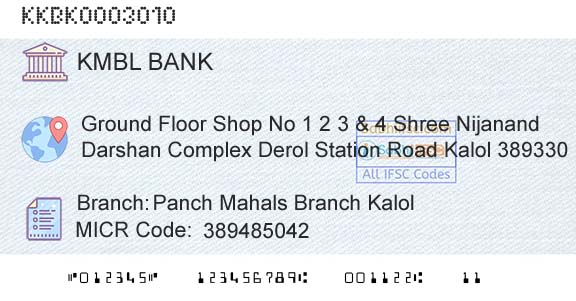 Kotak Mahindra Bank Limited Panch Mahals Branch KalolBranch 
