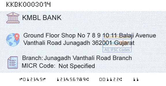 Kotak Mahindra Bank Limited Junagadh Vanthali Road BranchBranch 