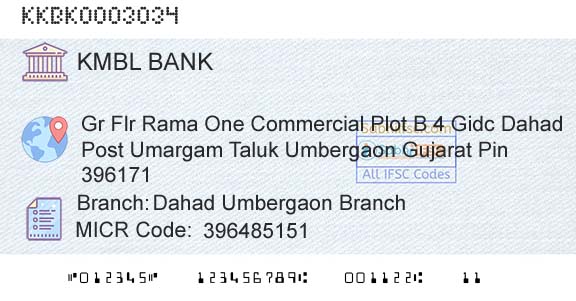 Kotak Mahindra Bank Limited Dahad Umbergaon BranchBranch 
