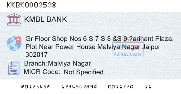 Kotak Mahindra Bank Limited Malviya NagarBranch 