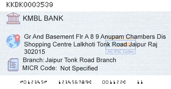 Kotak Mahindra Bank Limited Jaipur Tonk Road BranchBranch 