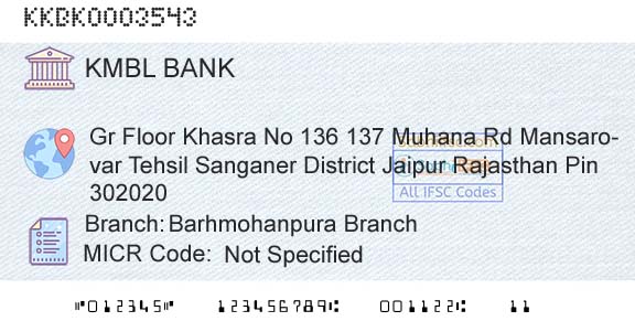 Kotak Mahindra Bank Limited Barhmohanpura BranchBranch 