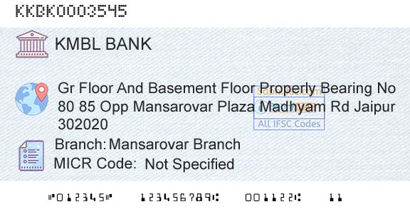 Kotak Mahindra Bank Limited Mansarovar BranchBranch 