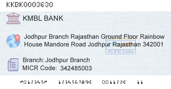 Kotak Mahindra Bank Limited Jodhpur BranchBranch 