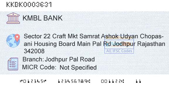 Kotak Mahindra Bank Limited Jodhpur Pal RoadBranch 