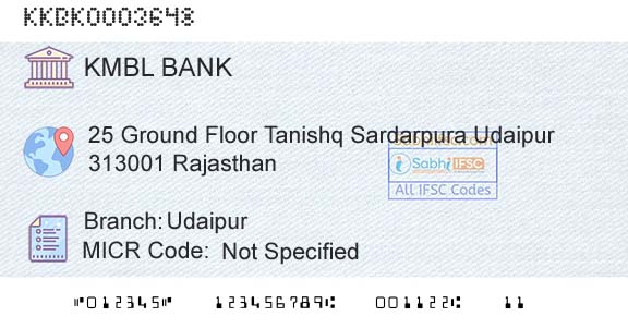 Kotak Mahindra Bank Limited UdaipurBranch 
