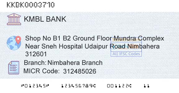 Kotak Mahindra Bank Limited Nimbahera BranchBranch 