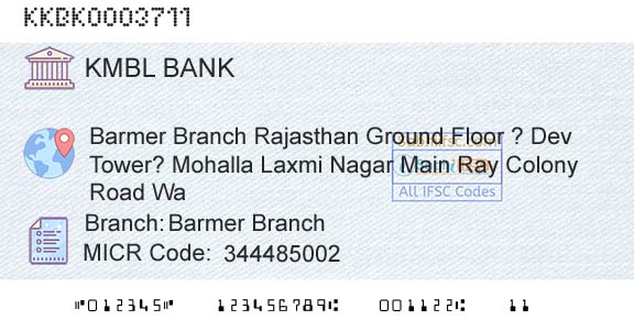 Kotak Mahindra Bank Limited Barmer BranchBranch 