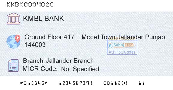 Kotak Mahindra Bank Limited Jallander BranchBranch 