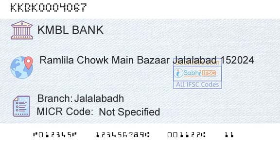 Kotak Mahindra Bank Limited JalalabadhBranch 