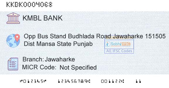 Kotak Mahindra Bank Limited JawaharkeBranch 