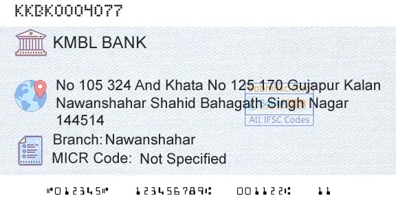 Kotak Mahindra Bank Limited NawanshaharBranch 