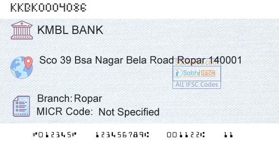 Kotak Mahindra Bank Limited RoparBranch 