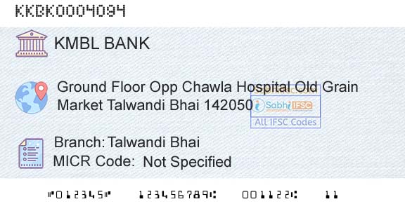 Kotak Mahindra Bank Limited Talwandi BhaiBranch 