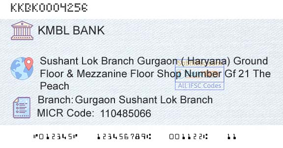 Kotak Mahindra Bank Limited Gurgaon Sushant Lok BranchBranch 
