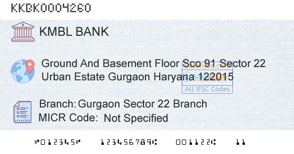 Kotak Mahindra Bank Limited Gurgaon Sector 22 BranchBranch 