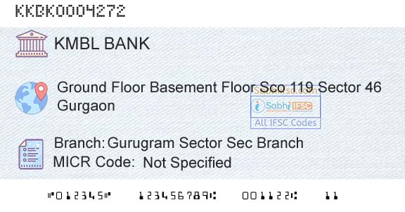 Kotak Mahindra Bank Limited Gurugram Sector Sec BranchBranch 