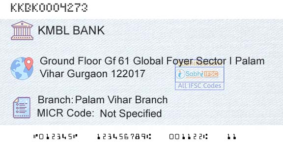 Kotak Mahindra Bank Limited Palam Vihar BranchBranch 
