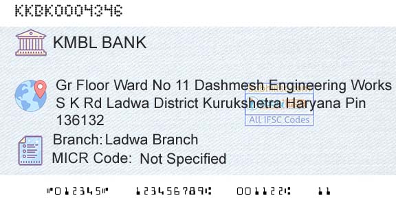 Kotak Mahindra Bank Limited Ladwa BranchBranch 