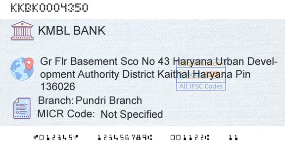 Kotak Mahindra Bank Limited Pundri BranchBranch 